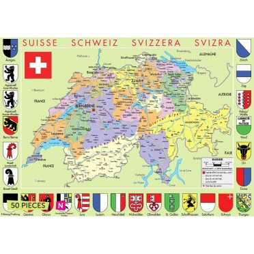 Carte de suisse 50 pièces .