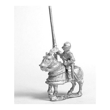 Late Medieval: Gendarme in Closed Helm with no plume on Armoured Horse