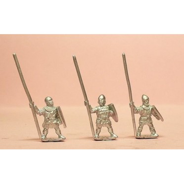 Heavy Infantry in assorted helms with Long Spear & Large Shield
