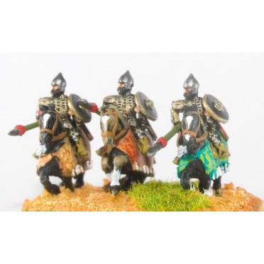 Moghul Indian: Heavy Cavalry with Bow, Shield & forward facing Spear on Barded Horse