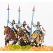 Moghul Indian: Heavy / Medium Cavalry with Bow, Shield & upright Spear, on Barded Horse