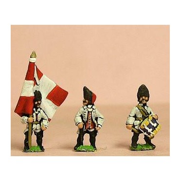 Seven Years War French: Command: Grenadier Royaux Officer, Standard Bearer & Drummer