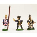 Seven Years War Prussian: Command: Fusilier Officer, Standard Bearer (bare flag pole only - no cast flag) & Drummer 0