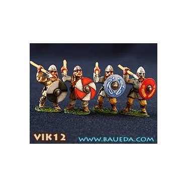 Viking Spearmen Shieldwall charging (separate spears)