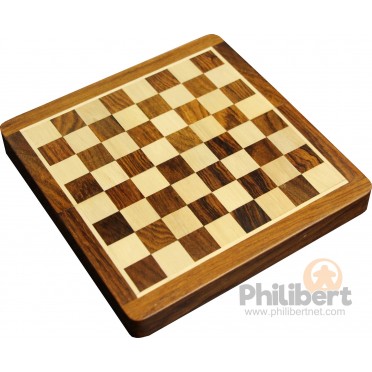 Jeu d'échecs pliant magnétique marqueté, 17 cm - Bois Laqué