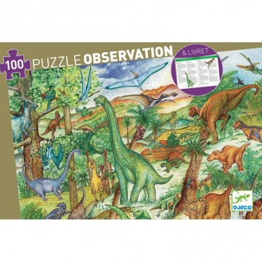Puzzle Observation - Dinosaures + Poster + Livret - 100 pièces