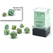 Set de 7 Mini Dés JDR Chessex : Marble Green/Dark Green