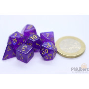 Borealis Mini-Polyhedral Royal Purple/gold Luminary 7-Die Set
