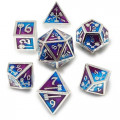 Set de 7 Dés JDR Répliquant : Haches - Nickel bleu et violet 0