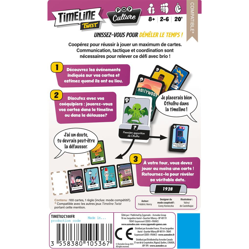 Asmodee Timeline Twist Pop Culture Board Game Clear