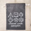 Dice bag - Choose your Weapon pattern - dark grey color 1