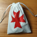 White dice bag with red Templar cross pattern 1