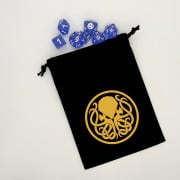 Black dice bag - gold Cthulhu octopus pattern