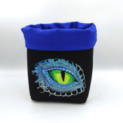 Black and royal blue square dice bag - dragon eye pattern