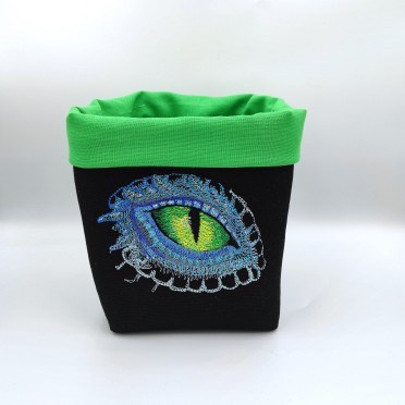 Black and green square dice bag - dragon eye pattern