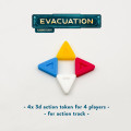 Évacuation - Ensemble de jetons d'action 3D (4 pièces) - pour piste d'action 0