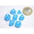 Frosted  Mini-Polyhedral Caribbean Blue / White 7-Die set 0