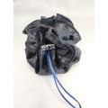 Compartmented dice bag in black velvet - blue interior 3