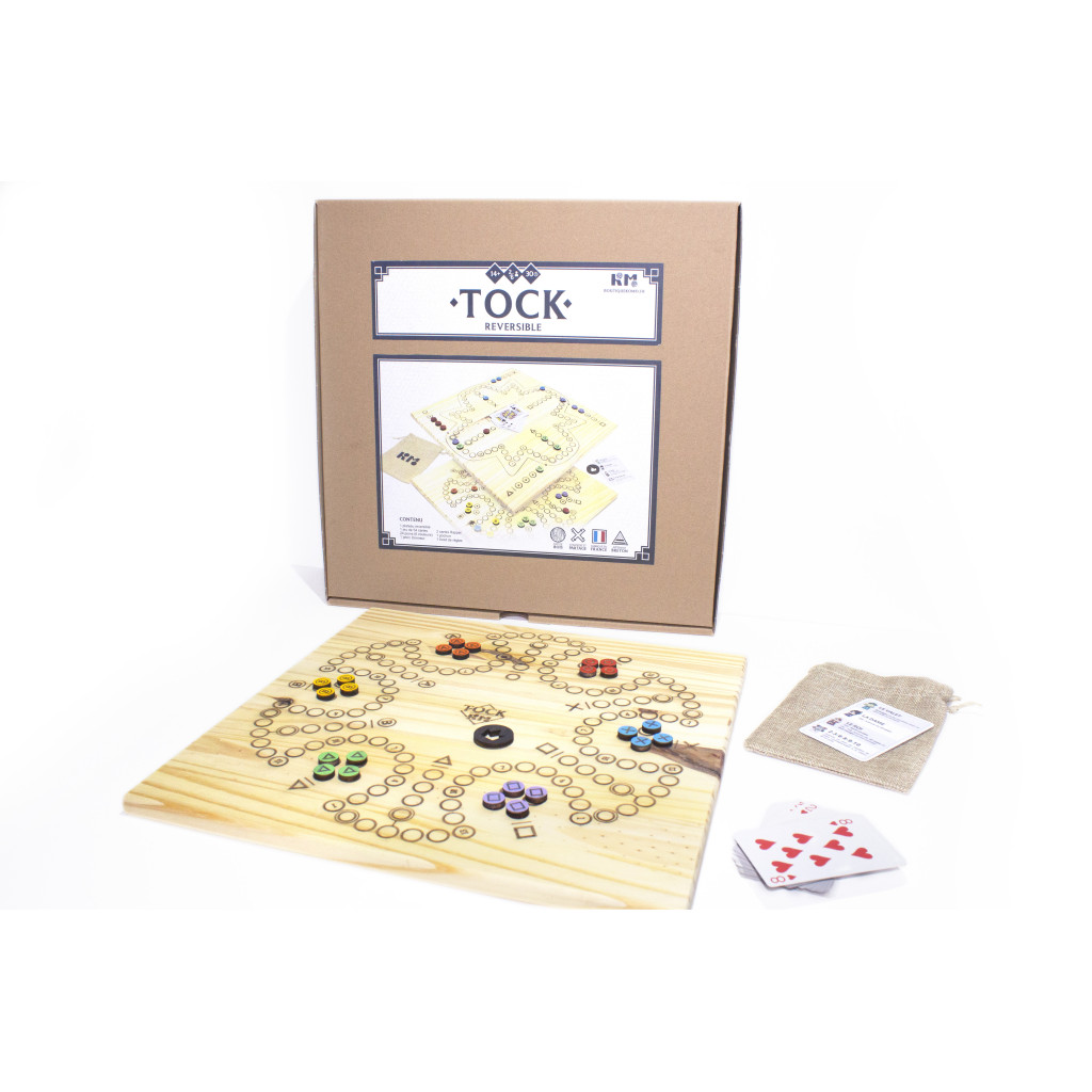 Plateau De Jeu Réversible En Bois Massif Tock Ludo Dada Petits Chevaux - 4 à 6 Joueurs - Jeu Familial Stratégique