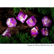 Set dés marbrés - violet et blanc