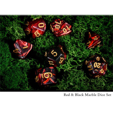 Red & Black Marble Dice Set