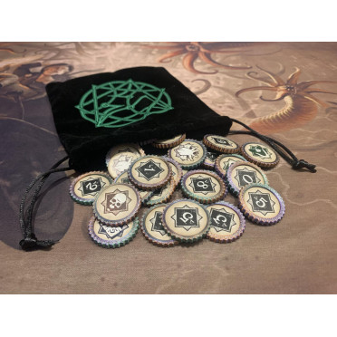 Arkham Horror LCG - Token Sleeves in Green Purple Blue Shimmering