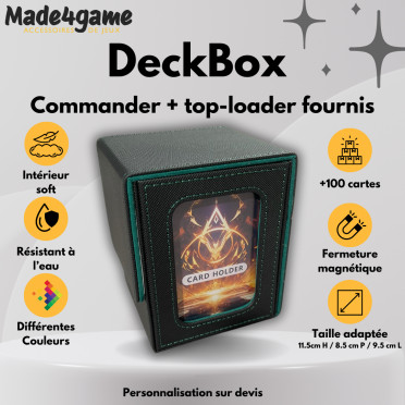 DeckBox Commander 100+ avec Toploader - Noir et Vert