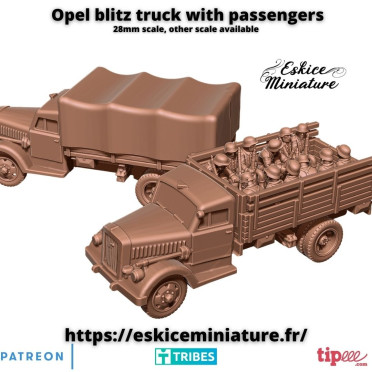 Eskice Miniature – WWII – Opel blitz truck with passengers - 28mm