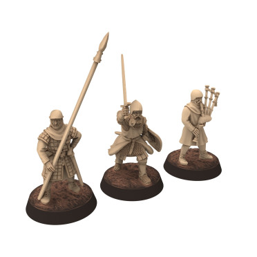 Medieval - Scotland - x3 Command Squad - Medbury miniatures