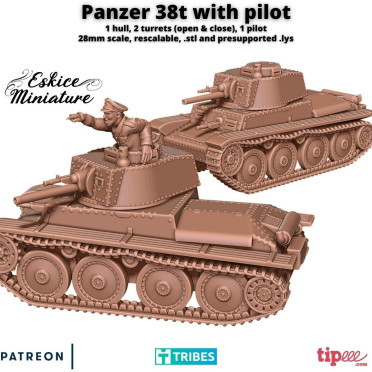 Eskice Miniature – WWII – Panzer 38t with pilot - 28mm