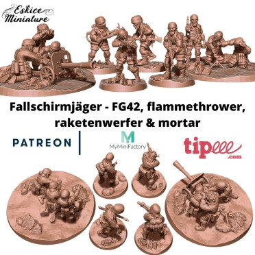 Raketenwerfer, mortier, lance flamme et FG42 Fallschirmjäger - Fichiers 3D