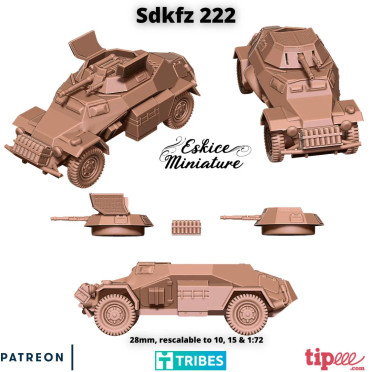 Sdkfz 222 Véhicule Allemand - Fichiers 3D