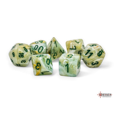 Marble Mega-hedral Green/dark green 7-Die Set