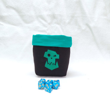 Black square dice bag - green Ork logo