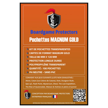 100 Pochettes Magnum Gold 80x120mm | Boardgame Protectors