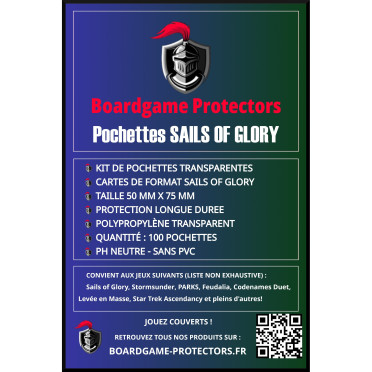 100 Sails of Glory Card Sleeves 50x75mm | Boardgame Protectors