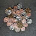 Set of generic metal coins of value 1, 2, 5 for board games 30