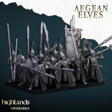 Highlands Miniatures - Aegean Elves - Elves Spearmen with EMC