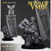 Highlands Miniatures - Sons Of Ymir - Dwarf Lord with Battle Banner