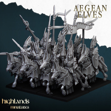 Highlands Miniatures - Aegean Elves - Elves Mounted Dragons with EMC