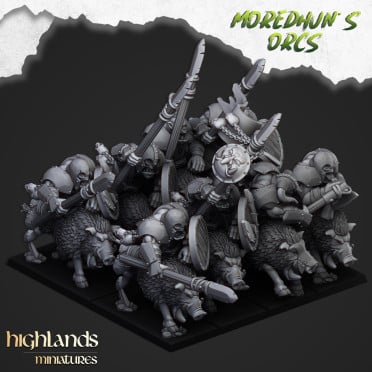 Highlands Miniatures - Moredhun's Orcs - Mounted Orcs with spears & EMC