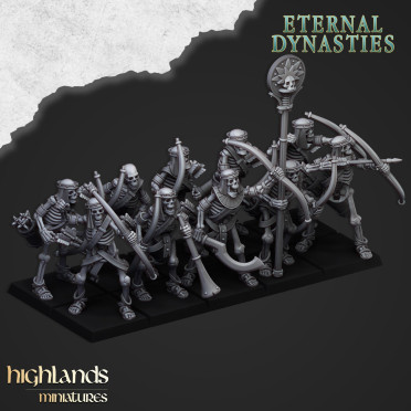 Highlands Miniatures - Eternal Dynasties - Ancient Skeletons with Bows & EMC