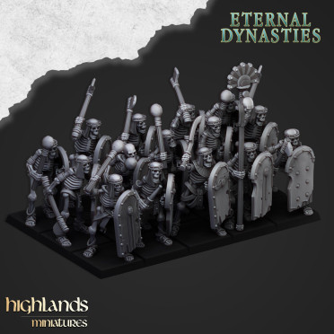 Highlands Miniatures - Eternal Dynasties - Ancient Skeletons with Hand Weapons & EMC