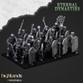 Highlands Miniatures - Eternal Dynasties - Ancient Skeletons with Hand Weapons & EMC 5