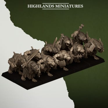 Highlands Miniatures - Sewer Vermin - Sewer Rats with Weapons, Shield & EMC