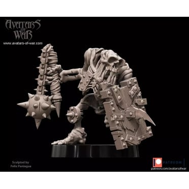 Avatars Of War - Undead - Goblin Skeleton Warrior with Flail and Shield