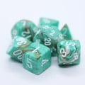 Set de 7 Mini Dés JDR Chessex : Marble Oxi-Copper / White 1