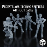 Rise Miniatures - Asphalt War - 4 Piétons Techno Spitters without bases- 20/22 mm