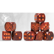 Conquest - Dweghom Logo on Red Marbled Dice