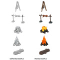 Wizkids Deep Cuts Unpainted Miniatures: Camp Fire & Sitting Log 1